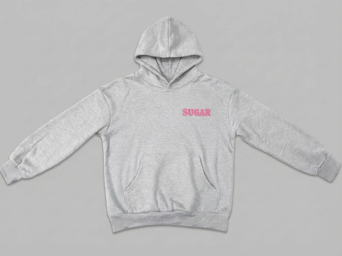 Fleece Hoodie (Light Gray & Pink)