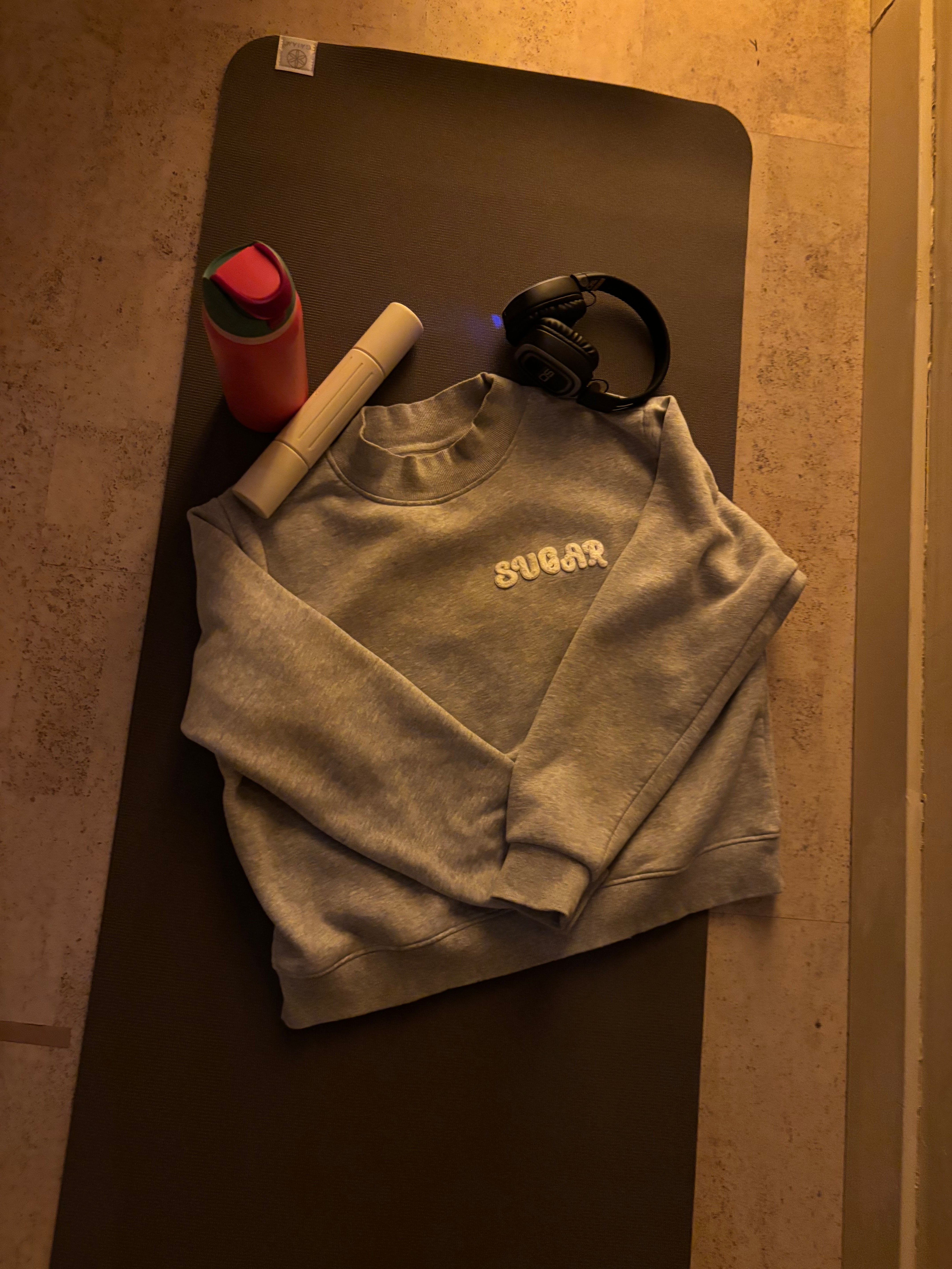 Sugar Classic Essential Fleece Mock Neck - chenille letters